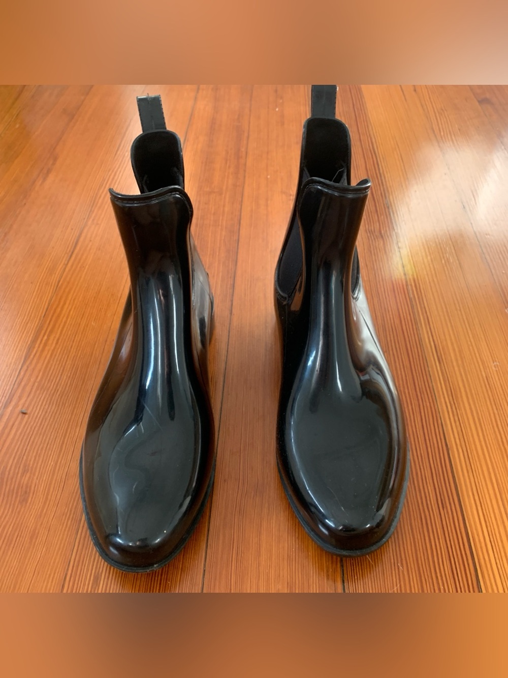 Lauren Ralph Lauren Tally-Bo-Rai black shiny rain boots, sz 7 - Picture 3 of 10